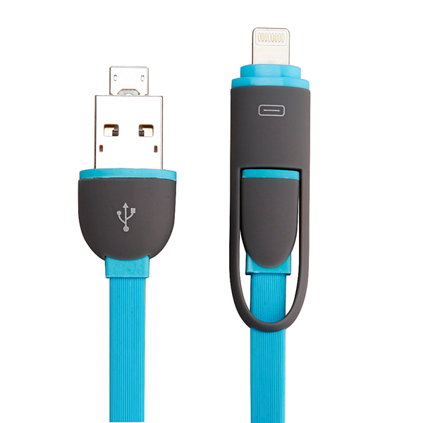 2 Charging port 2 in 1 Flat Combo usb cable WK-JDL001