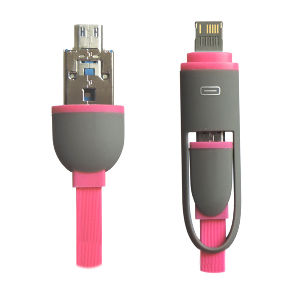 2 Charging port 2 in 1 Flat Combo usb cable WK-JDL003